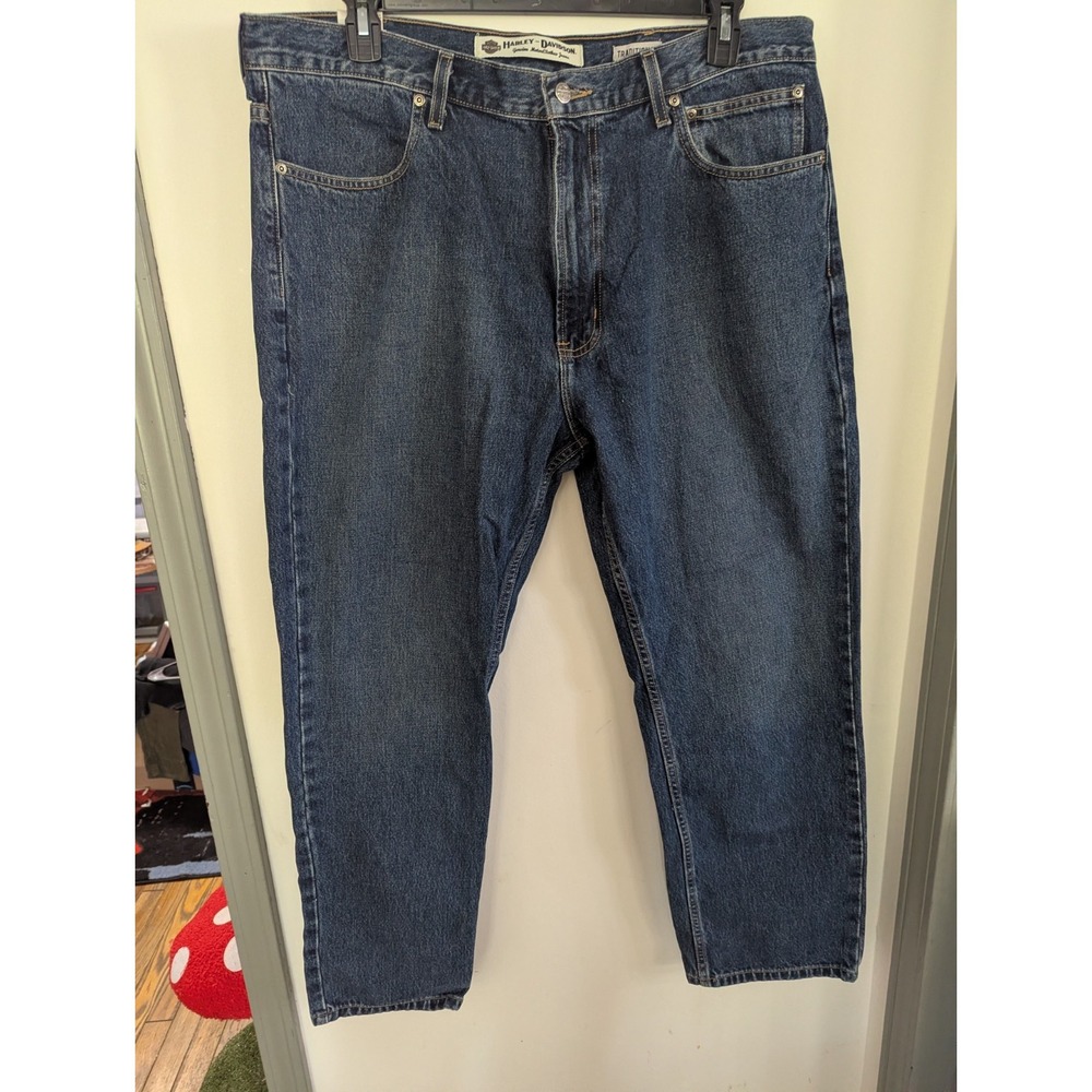 Harley Davidson Jeans Mens Size 40x30 Blue Denim Traditional Fit Biker Jeans